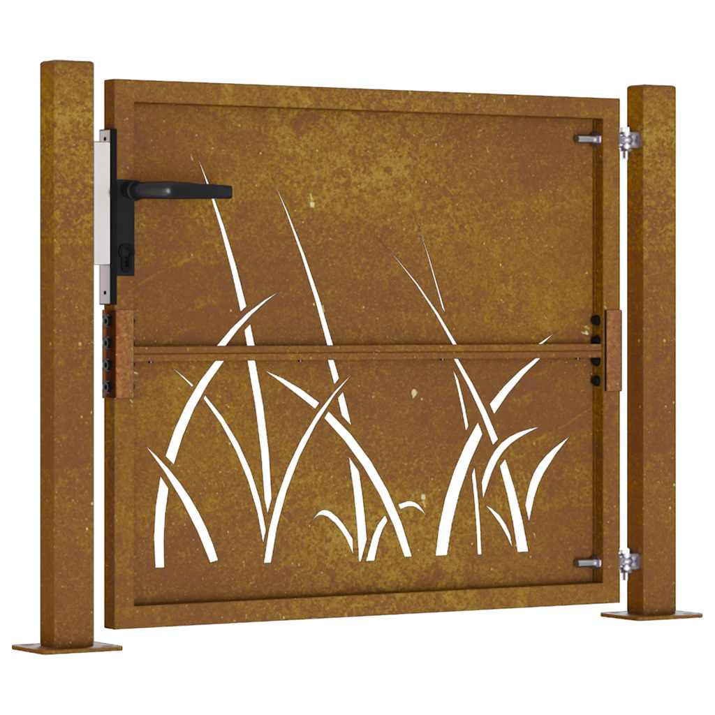 Cancello da Giardino 105x105 cm in Acciaio Corten Design Erba 153173