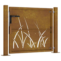 Cancello da Giardino 105x105 cm in Acciaio Corten Design Erba 153173