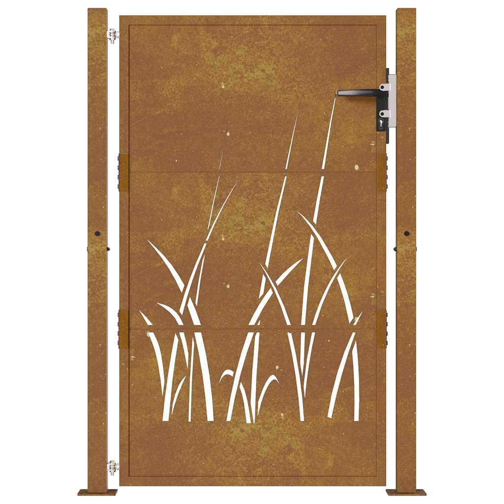 Cancello da Giardino 105x130 cm in Acciaio Corten Design Erba 153174