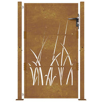Cancello da Giardino 105x130 cm in Acciaio Corten Design Erba 153174