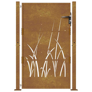 Cancello da Giardino 105x130 cm in Acciaio Corten Design Erba 153174