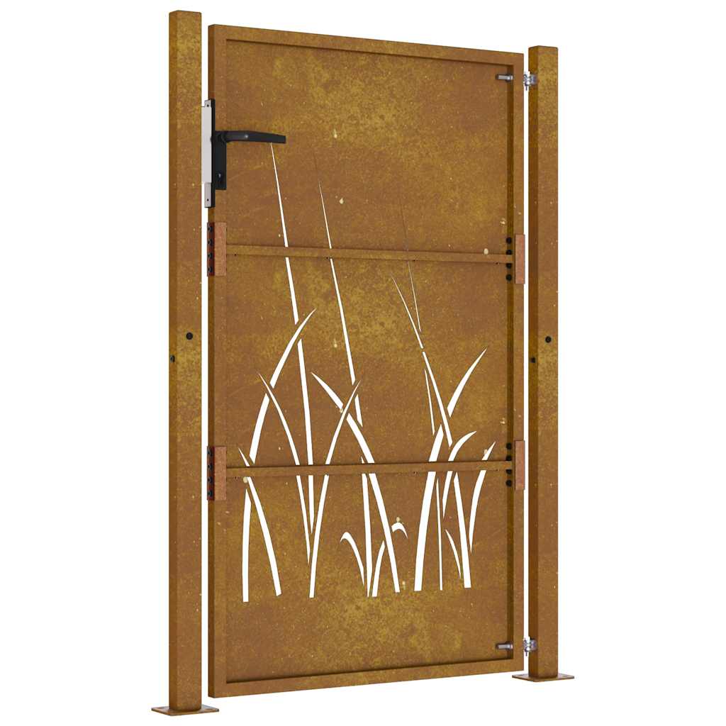 Cancello da Giardino 105x130 cm in Acciaio Corten Design Erba 153174