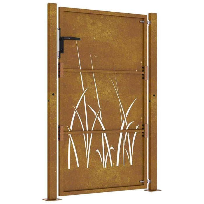 Cancello da Giardino 105x130 cm in Acciaio Corten Design Erba 153174