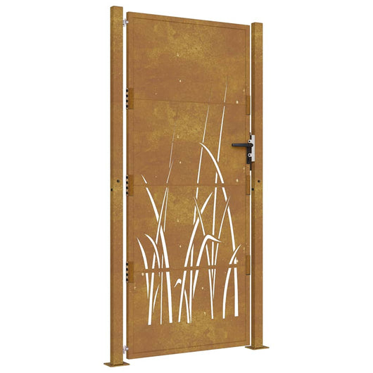 Cancello da Giardino 105x205 cm in Acciaio Corten Design Erba 153177