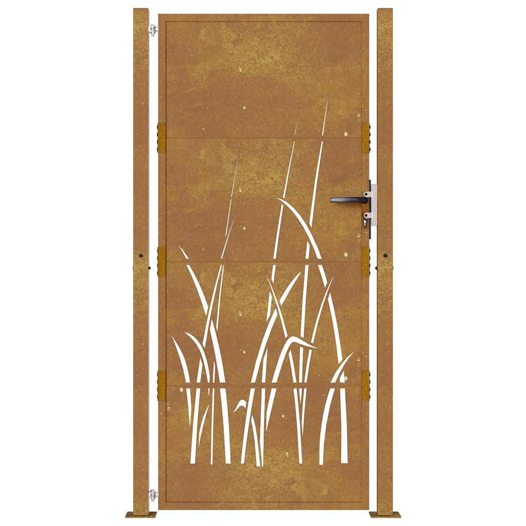 Cancello da Giardino 105x205 cm in Acciaio Corten Design Erba