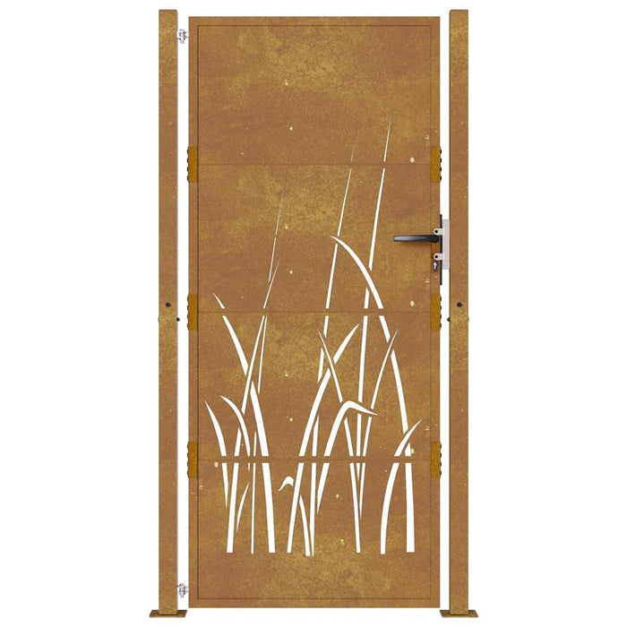Cancello da Giardino 105x205 cm in Acciaio Corten Design Erba