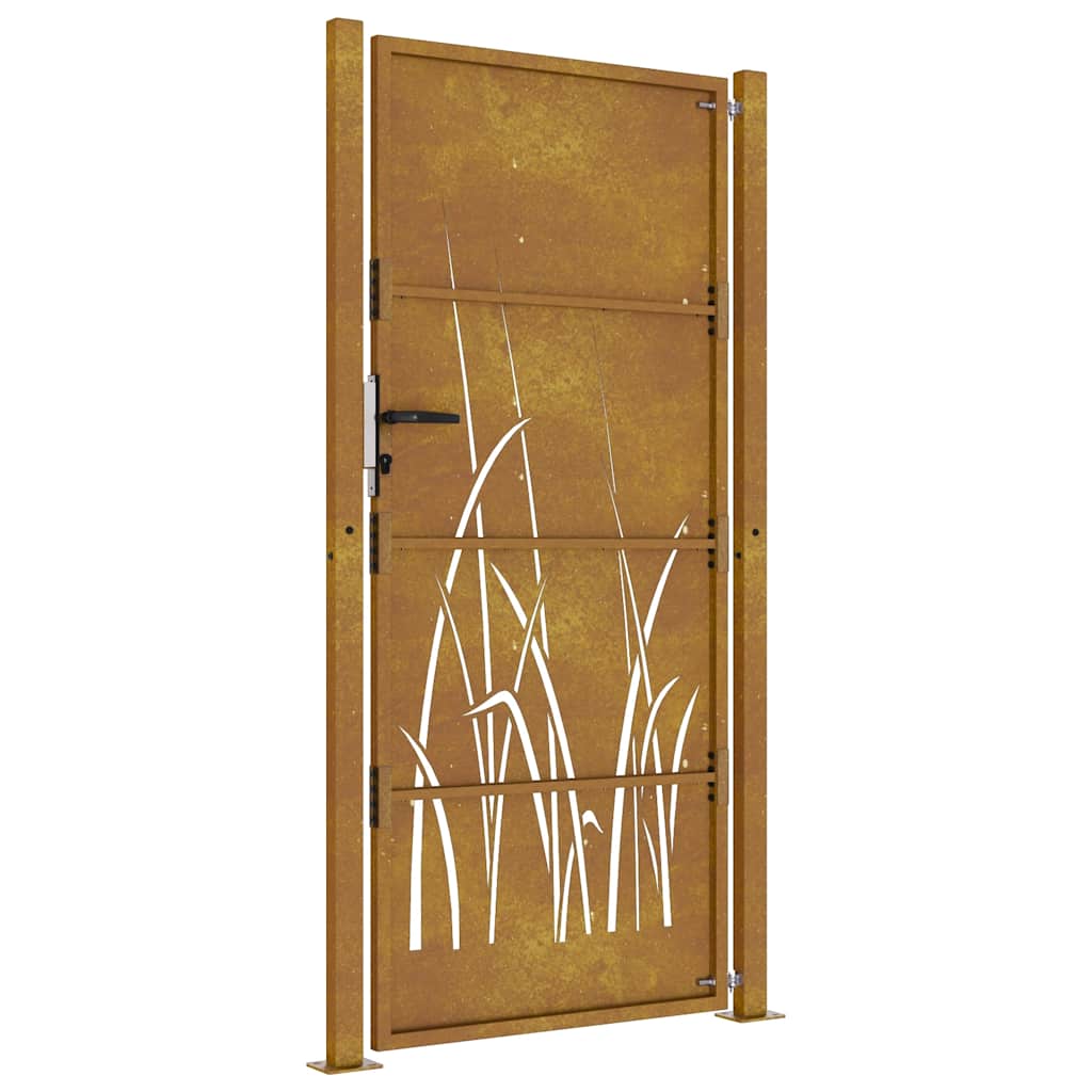 Cancello da Giardino 105x205 cm in Acciaio Corten Design Erba