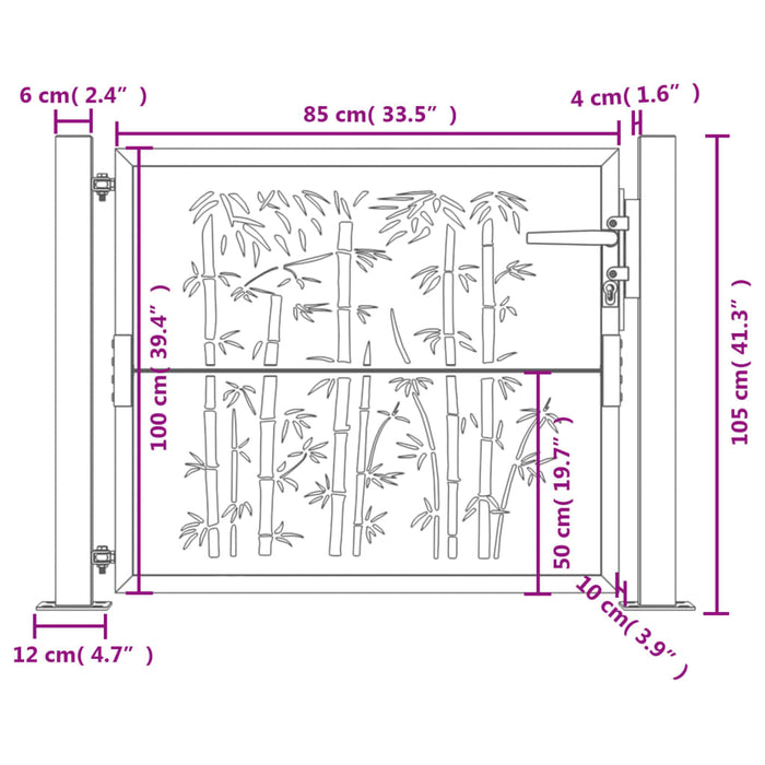 Cancello Giardino Antracite 105x105 cm in Acciaio Design BambÃ¹