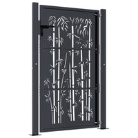 Cancello Giardino Antracite 105x155 cm in Acciaio Design Bambù 153181