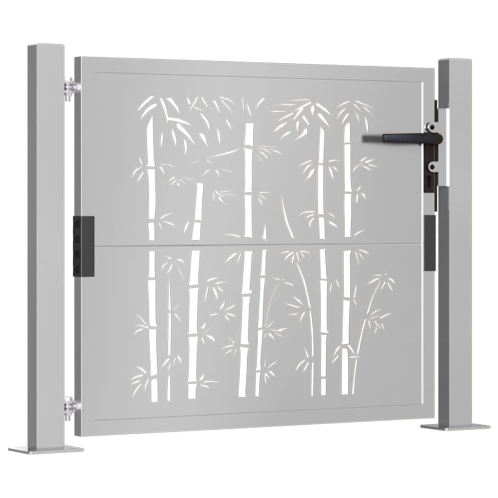 Cancello da Giardino 105x80 cm in Acciaio Corten Design Bambù