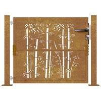 Cancello da Giardino 105x80 cm in Acciaio Corten Design Bambù 153184