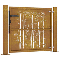 Cancello da Giardino 105x80 cm in Acciaio Corten Design Bambù