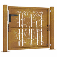 Cancello da Giardino 105x80 cm in Acciaio Corten Design Bambù 153184