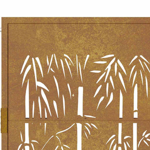 Cancello da Giardino 105x80 cm in Acciaio Corten Design Bambù