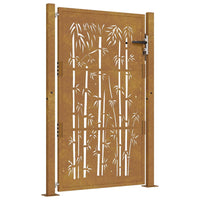 Cancello da Giardino 105x130 cm in Acciaio Corten Design Bambù