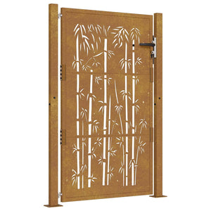 Cancello da Giardino 105x130 cm in Acciaio Corten Design Bambù