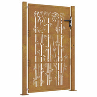 Cancello da Giardino 105x130 cm in Acciaio Corten Design Bambù 153186