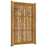 Cancello da Giardino 105x130 cm in Acciaio Corten Design Bambù