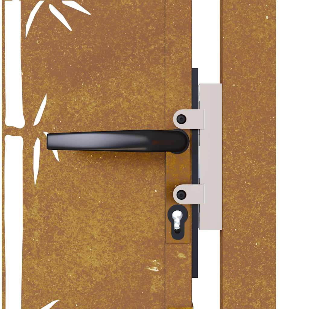 Cancello da Giardino 105x130 cm in Acciaio Corten Design Bambù