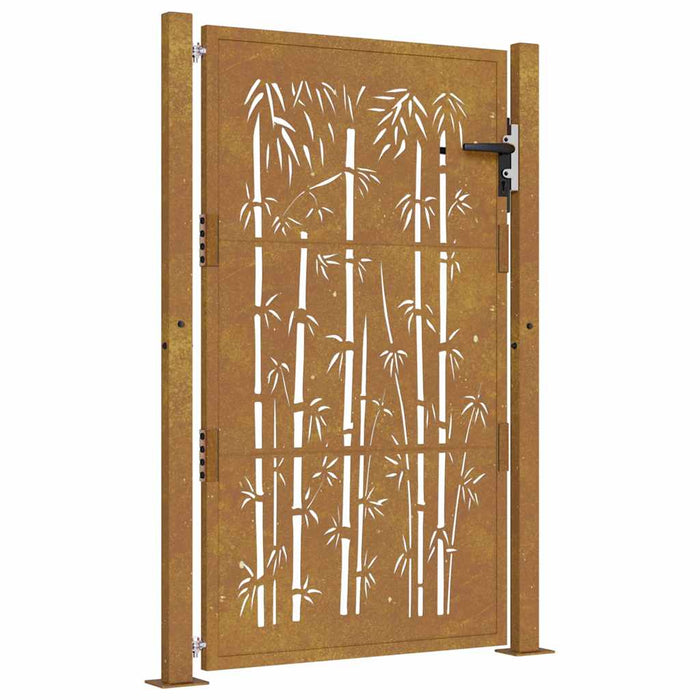 Cancello da Giardino 105x155 cm in Acciaio Corten Design Bambù 153187
