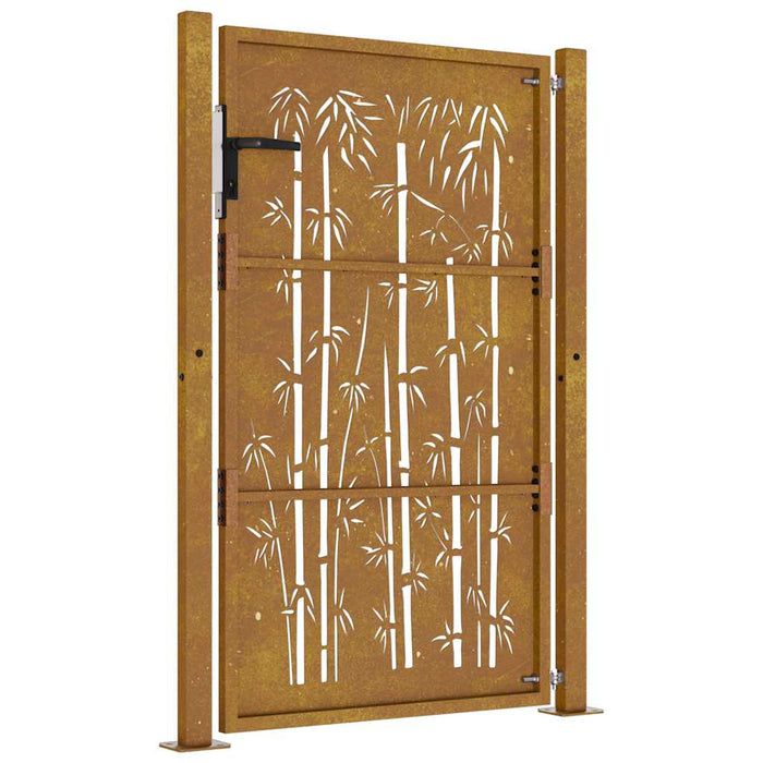Cancello da Giardino 105x155 cm in Acciaio Corten Design Bambù 153187
