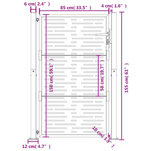 Cancello Giardino Antracite 105x155 cm Acciaio Design Quadrato 153193
