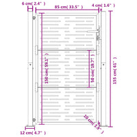 Cancello Giardino Antracite 105x155 cm Acciaio Design Quadrato