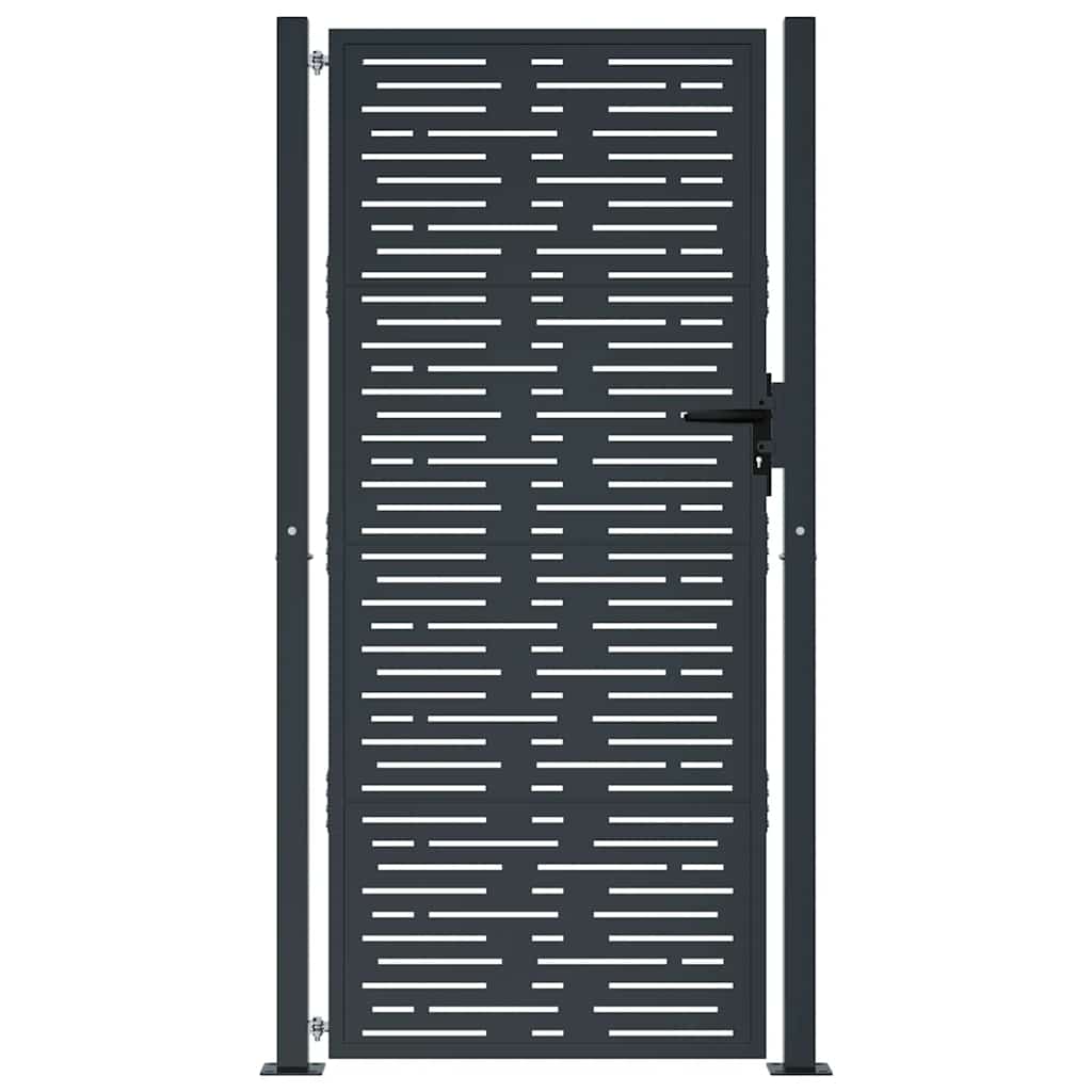 Cancello da giardino-Porta da giardino antracite 105x180 cm in acciaio design quadrato