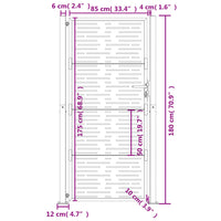 Cancello Giardino Antracite 105x180 cm Acciaio Design Quadrato