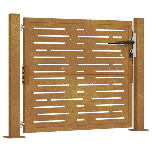 Cancello da Giardino 105x80m in Acciaio Corten Design Quadrato