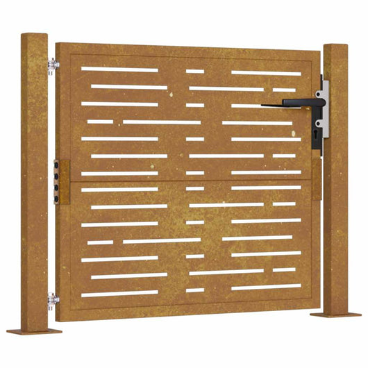 Cancello da giardino-Porta da giardino 105x80 cm in acciaio Corten design quadrato