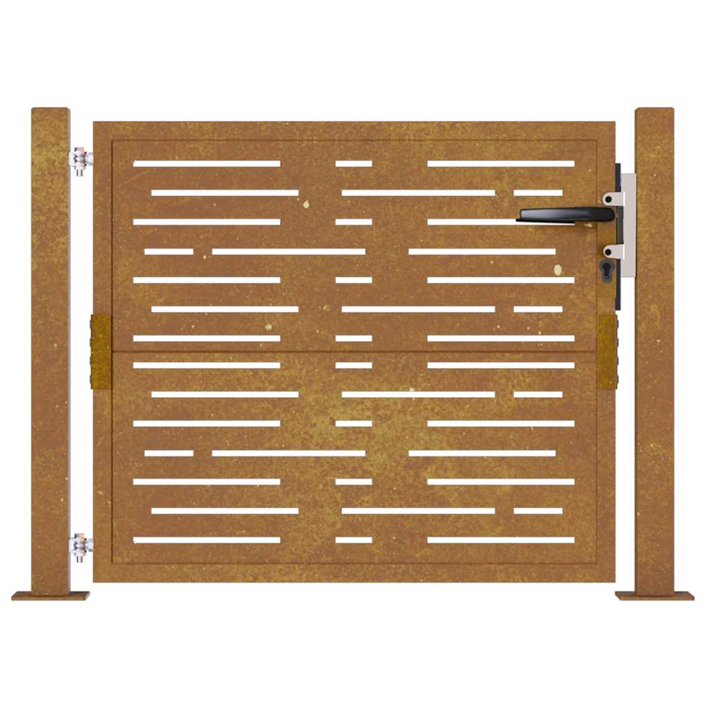 Cancello da Giardino 105x80m in Acciaio Corten Design Quadrato