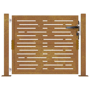 Cancello da Giardino 105x80m in Acciaio Corten Design Quadrato