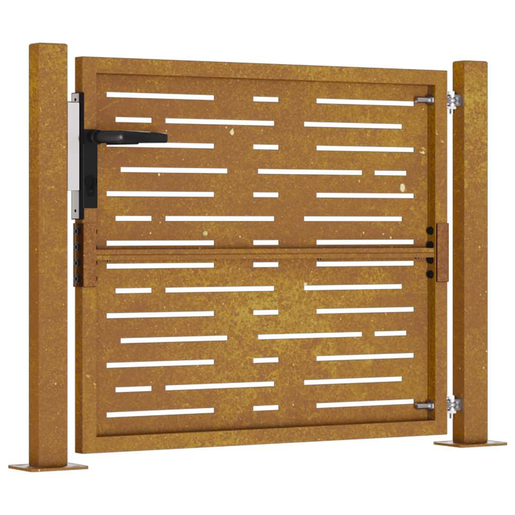 Cancello da Giardino 105x80m in Acciaio Corten Design Quadrato 153196