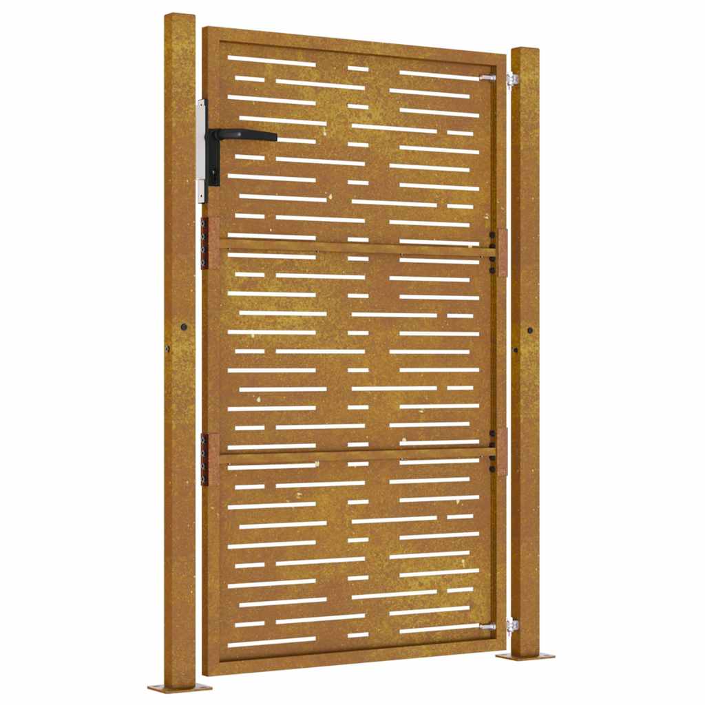Cancello da Giardino105x155 cm Acciaio Corten Design Quadrato 153199