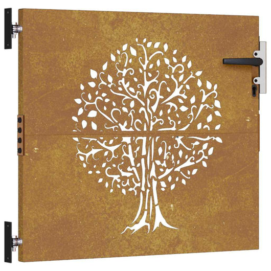 Cancello da Giardino 85x75 cm in Acciaio Corten Design Albero