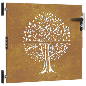 Cancello da Giardino 85x75 cm in Acciaio Corten Design Albero 153208
