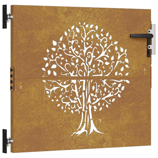 Cancello da Giardino 85x75 cm in Acciaio Corten Design Albero 153208