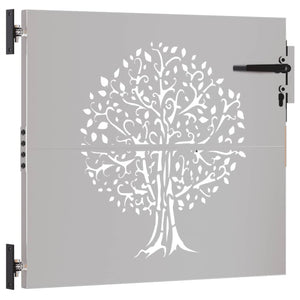 Cancello da Giardino 85x75 cm in Acciaio Corten Design Albero