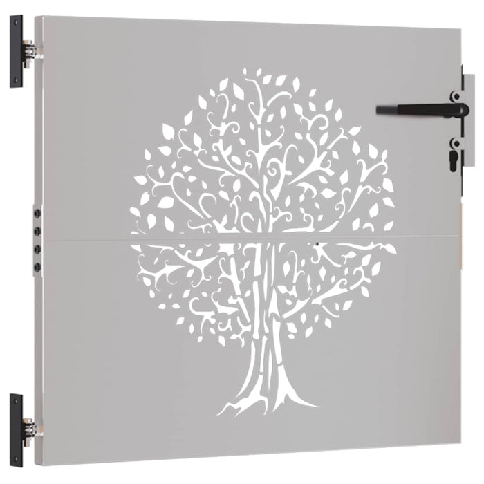 Cancello da Giardino 85x75 cm in Acciaio Corten Design Albero