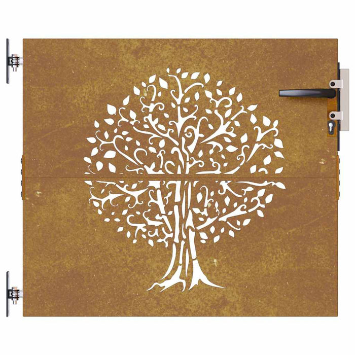 Cancello da Giardino 85x75 cm in Acciaio Corten Design Albero