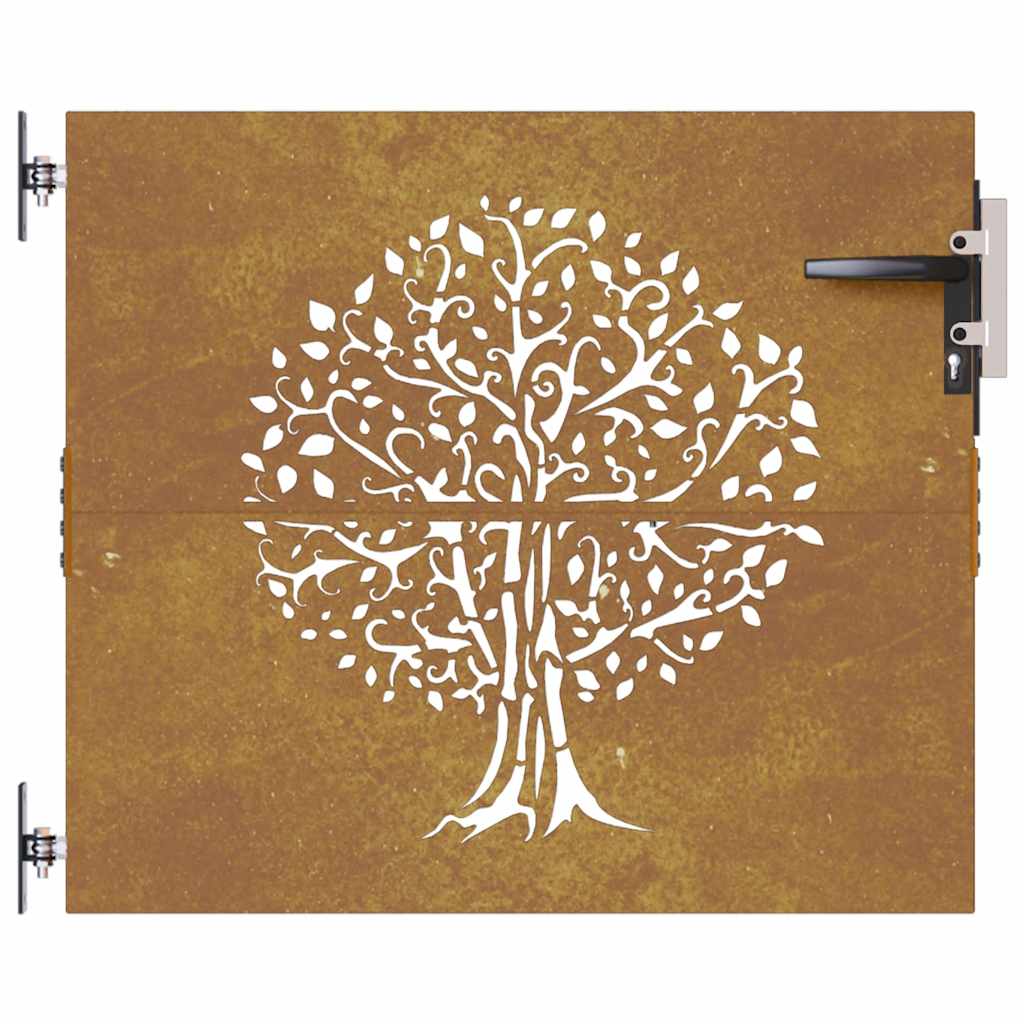 Cancello da Giardino 85x75 cm in Acciaio Corten Design Albero 153208