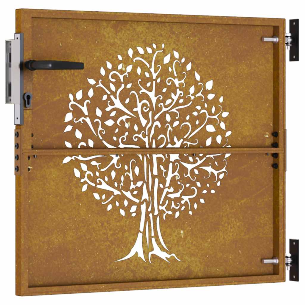 Cancello da Giardino 85x75 cm in Acciaio Corten Design Albero