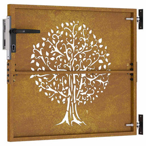 Cancello da Giardino 85x75 cm in Acciaio Corten Design Albero 153208
