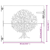 Cancello da Giardino 85x75 cm in Acciaio Corten Design Albero