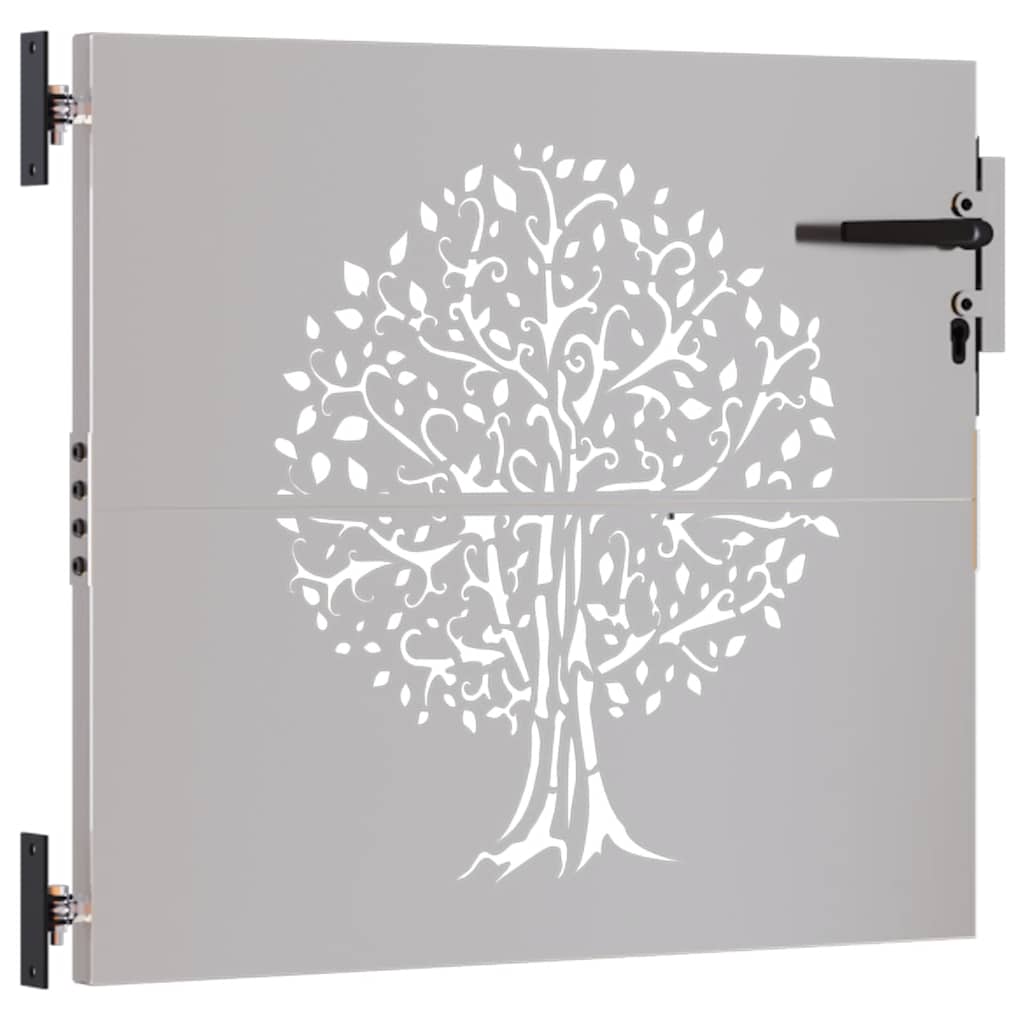 Cancello da Giardino 85x100 cm in Acciaio Corten Design Albero