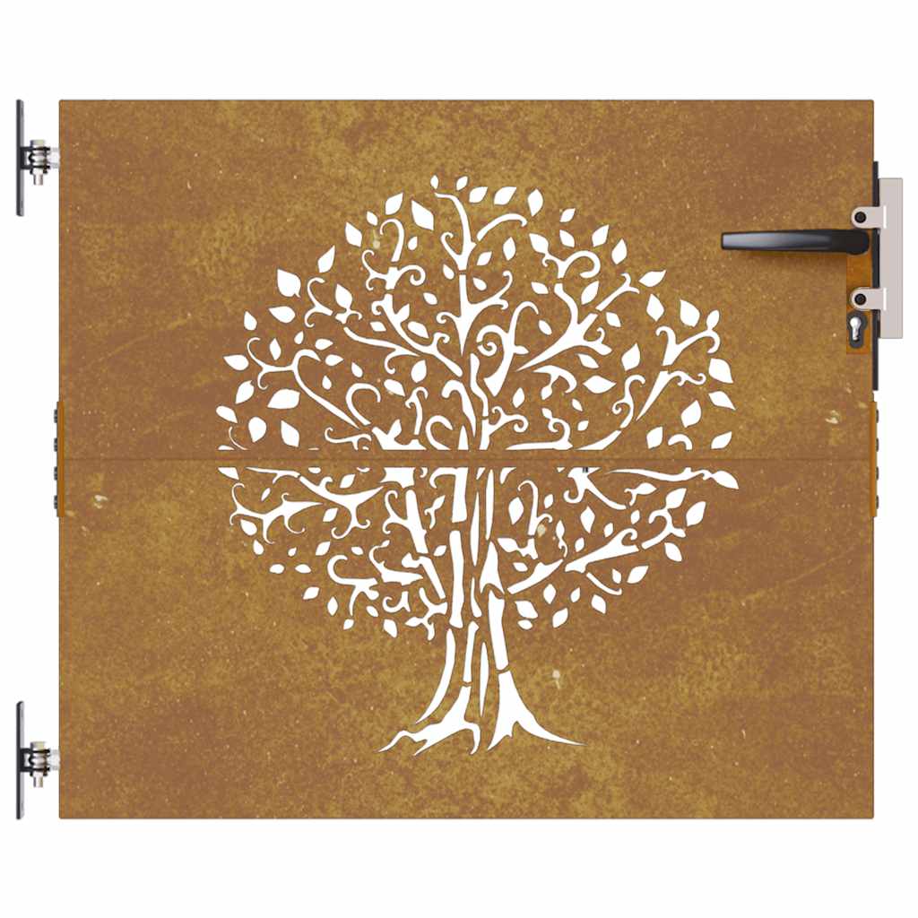 Cancello da Giardino 85x100 cm in Acciaio Corten Design Albero