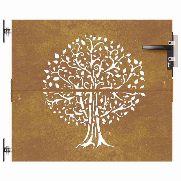 Cancello da Giardino 85x100 cm in Acciaio Corten Design Albero 153209