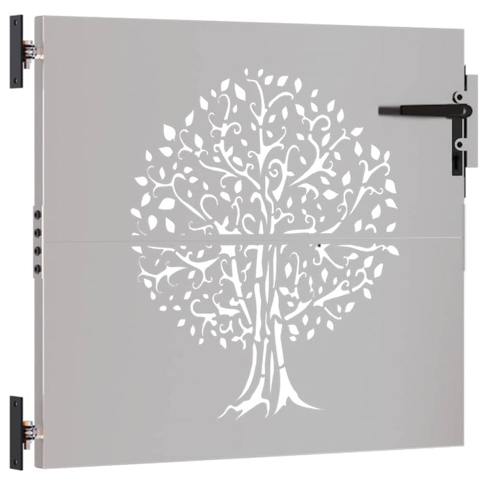 Cancello da Giardino 85x100 cm in Acciaio Corten Design Albero 153209