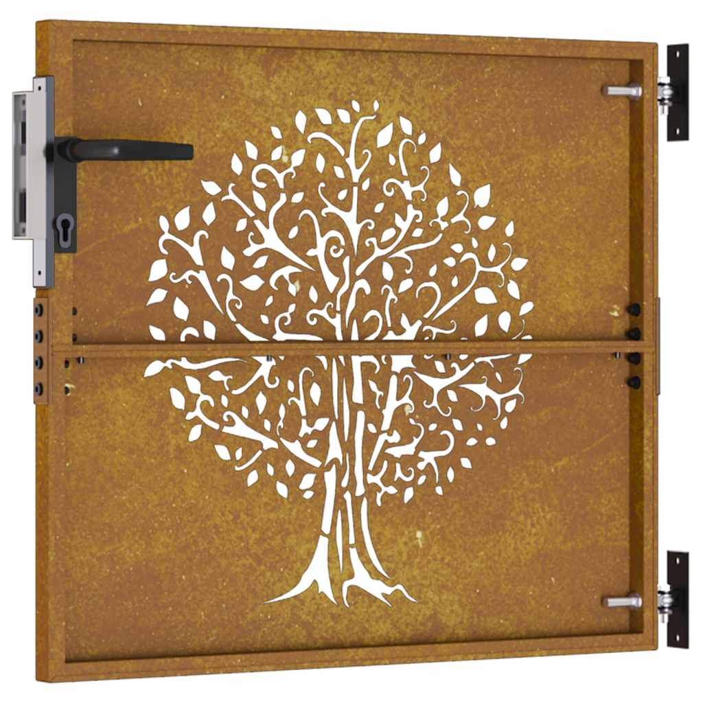 Cancello da Giardino 85x100 cm in Acciaio Corten Design Albero 153209